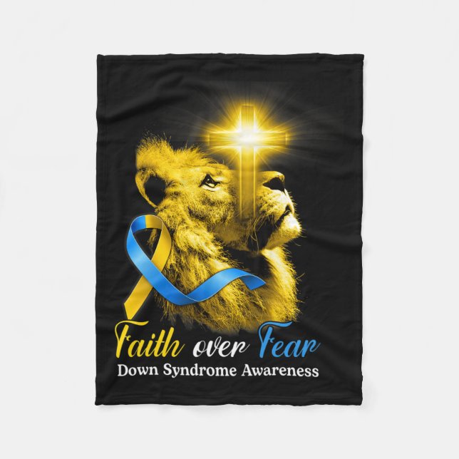 Christliches Löwenkreuzgedanken über Angst-nunter- Fleecedecke (Vorderseite)