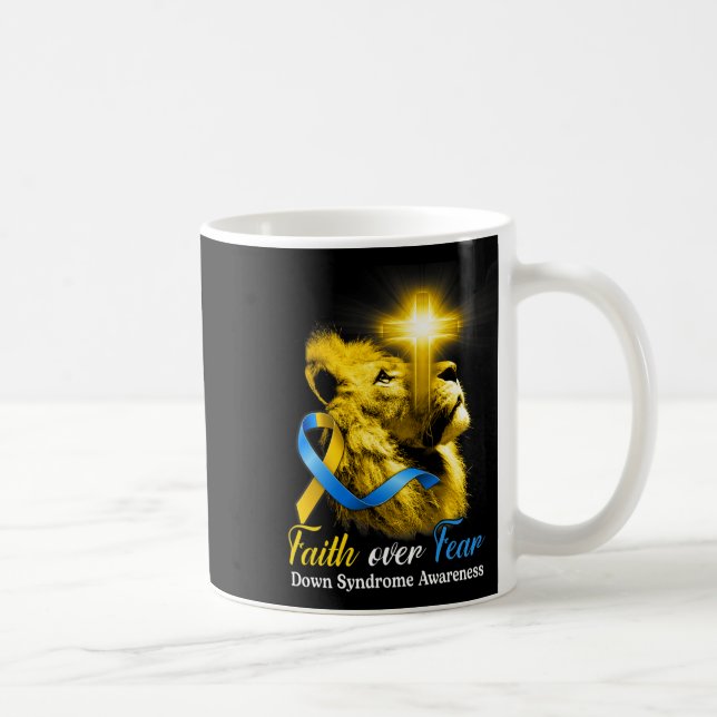 Christliches Löwenkreuzgedanken über Angst-nunter- Kaffeetasse (Rechts)