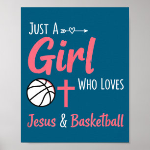 Christliches Mädchen liebt Jesus Basketball Christ Poster