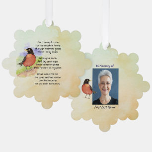 Christliches Memorial Foto Robin Garden Bird Ornament Karte