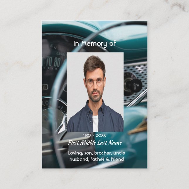 Christliches Memorial Keepake Antike Autos Auto Visitenkarte (Vorderseite)