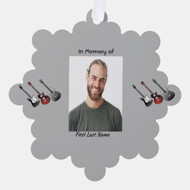 Christliches Memorial Keepake Musician Gitarre Ornament Karte (Vorderseite)
