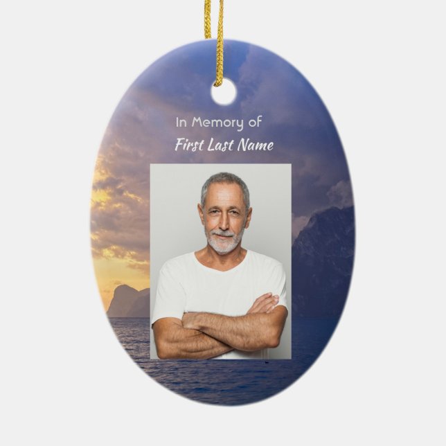 Christliches Memorial Keepake Sea Sky Cloud Island Keramik Ornament (Hinten)