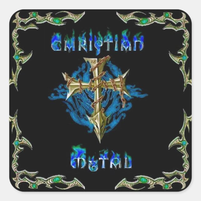 Christliches Metall Quadratischer Aufkleber (Vorderseite)