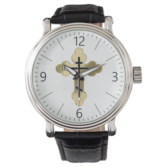 Christliches orthodoxe Kreuz Armbanduhr (Vorderseite)