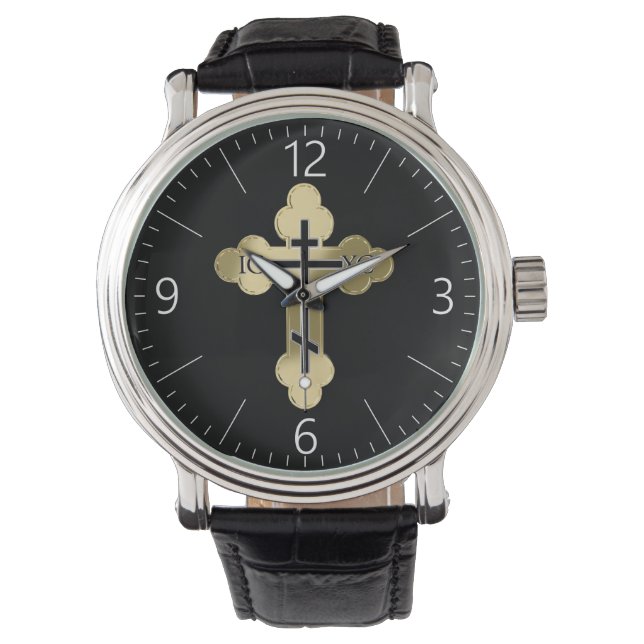 Christliches orthodoxe Kreuz Armbanduhr (Vorderseite)