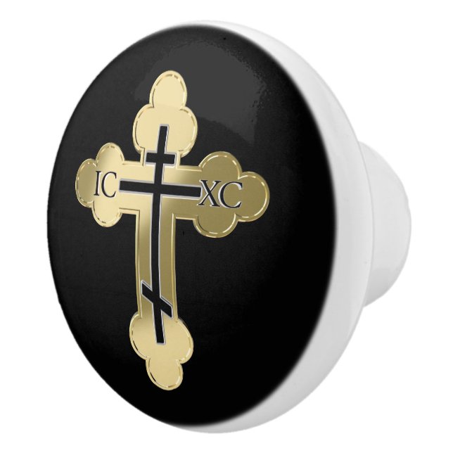 Christliches orthodoxe Kreuz Keramikknauf (Rechts)