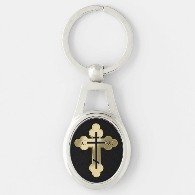 Christliches orthodoxe Kreuz Schlüsselanhänger (Vorderseite)