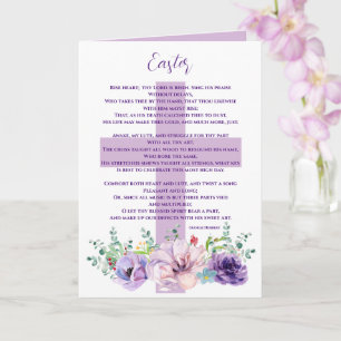 Christliches Ostergedicht Purple Blumen & Cross Karte
