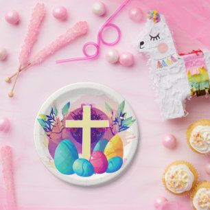 Christliches Osterkreuz Pappteller