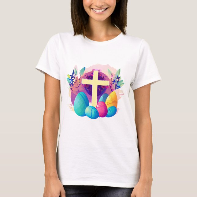 Christliches Osterkreuz T-Shirt (Vorderseite)