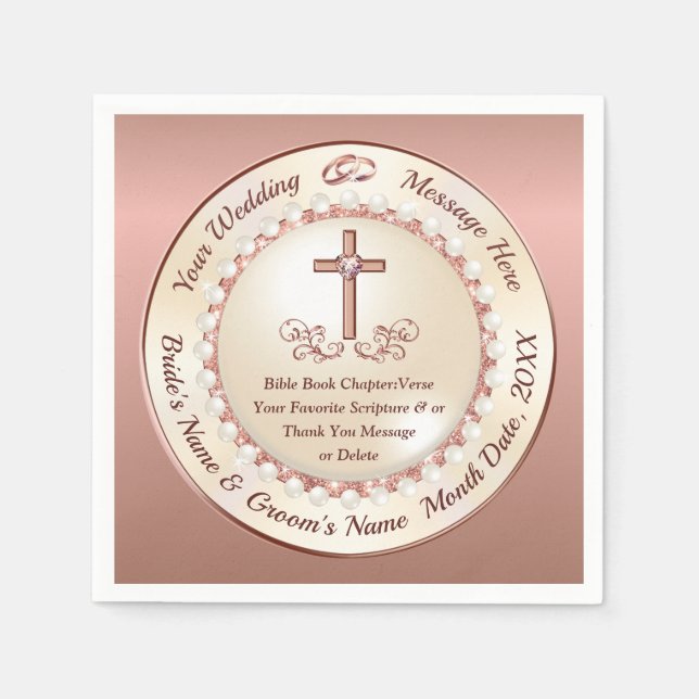 Christliches Papier Napkins, Rose Gold Wedding Nap Serviette (Vorderseite)