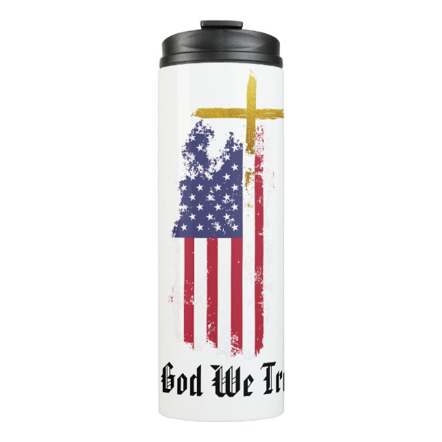 *~* Christliches Patriotisches Kreuz AP16 Grunge-F Thermosbecher (Vorderseite)