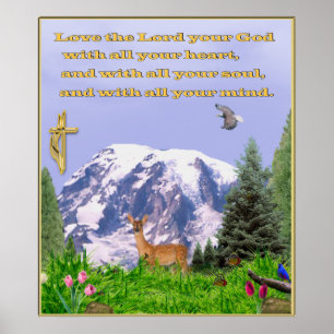 Christliches Plakat Liebe mit dem ganzen Herzen