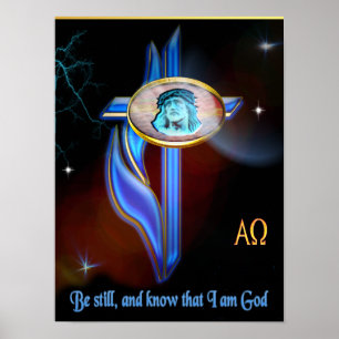 Christliches Poster bleiben und wissen, ich bin Go