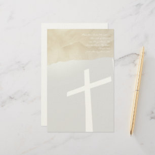 Christliches Querbriefpapier auf Grau Briefpapier