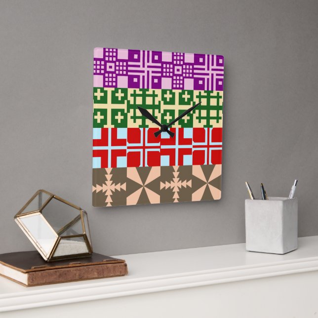 Christliches Quermuster 1 Quadratische Wanduhr (Büro)