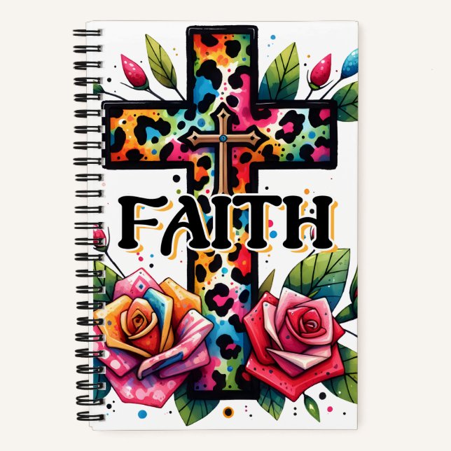 Christliches Rainbow-Faith Cross Notizbuch (Vorderseite)