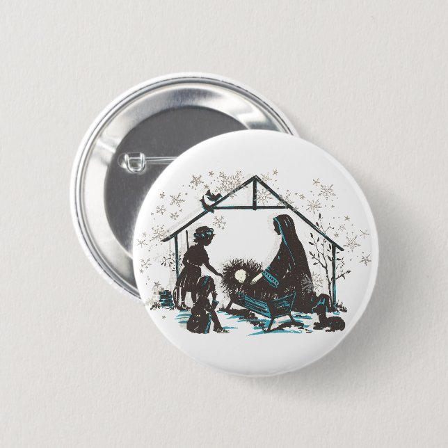 Christliches religiöses Baby Jesus Weihnachtskripp Button (Vorne & Hinten)
