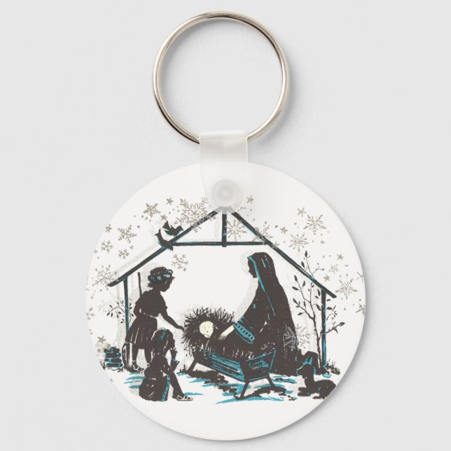 Christliches religiöses Baby Jesus Weihnachtskripp Schlüsselanhänger (Vorderseite)