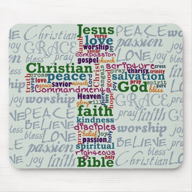 Christliches Religiöses Wortkreuz Mousepad (Vorne)