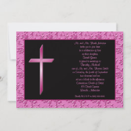 Christliches Rosa Kreuz auf Einladung zur Schwarze