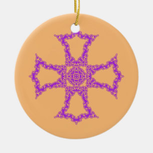 Christliches rotes Kreuz Keramik Ornament