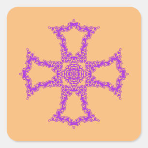 Christliches rotes Kreuz Quadratischer Aufkleber