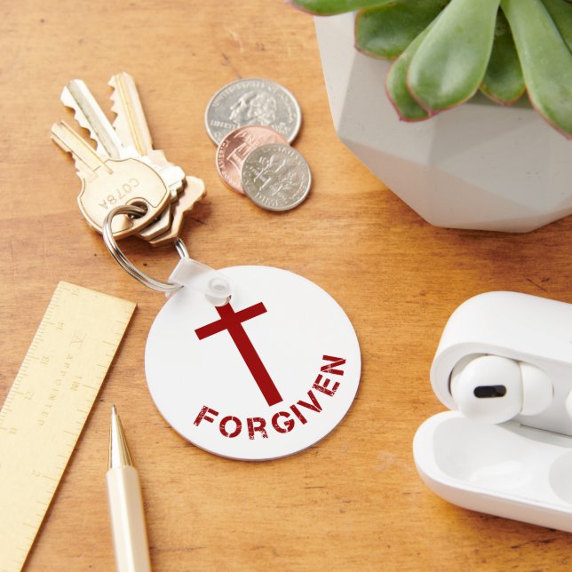 Christliches Rotes Kreuz und Textdesign Schlüsselanhänger (Schreibtisch)