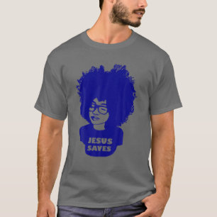 Christliches Schiff Jesus Rette Afro Hair Natural  T-Shirt