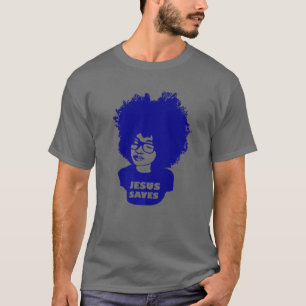 Christliches Schiff Jesus Rette Afro Hair Natural  T-Shirt