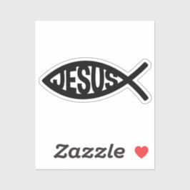 Christliches Schwarzes Fischsymbol mit Jesus Name Aufkleber