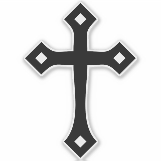 Christliches Schwarzes Kreuz Minimaler Kiss-Cut Vi Aufkleber (Vorderseite)