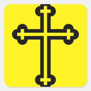 Christliches Schwarzes Kreuz Quadratischer Aufkleber