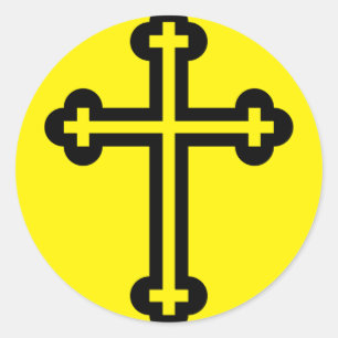 Christliches Schwarzes Kreuz Runder Aufkleber