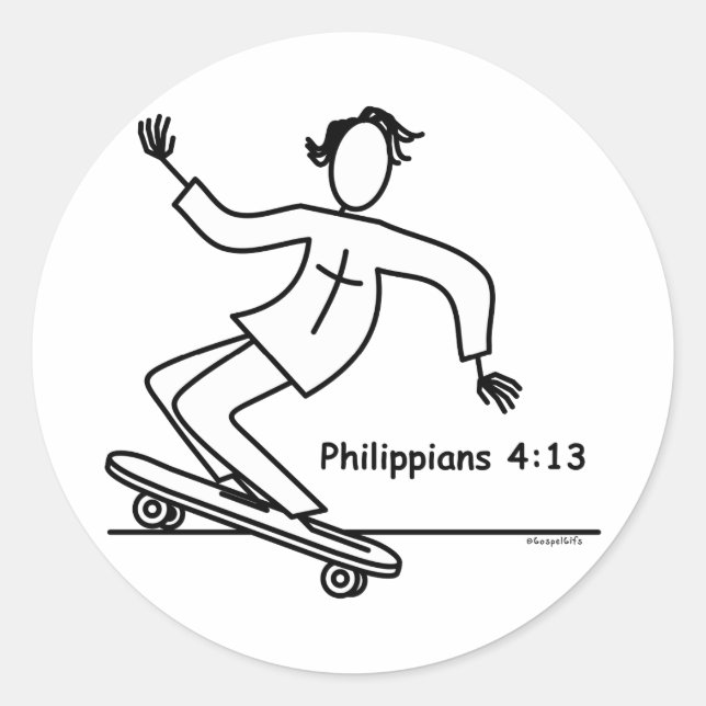 Christliches Skateboard Runder Aufkleber (Vorderseite)