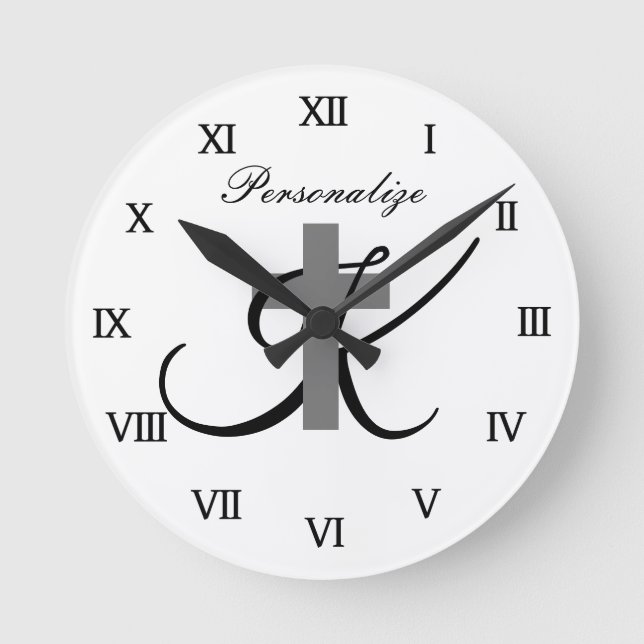 Christliches Symbol für  religiöses Kreuz Runde Wanduhr (Vorderseite)
