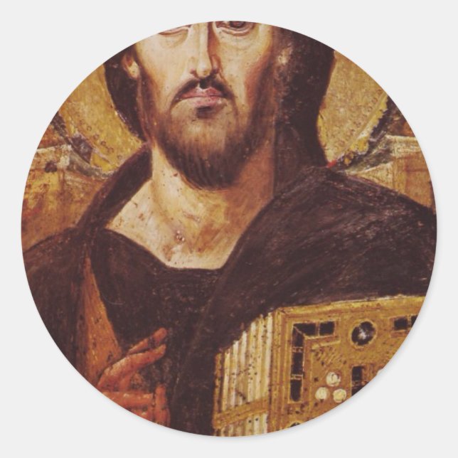 Christliches Symbol Jesus Christ Pantocrator Runder Aufkleber (Vorderseite)