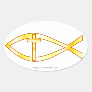 Christliches Symbol Ovaler Aufkleber