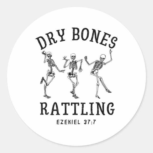 Christliches Tanzen Skeleton Dry Bone Rattling Bib Runder Aufkleber (Vorderseite)