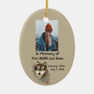 Christliches Wasserfarbe-Wolf-Andenken-Ornament Keramik Ornament
