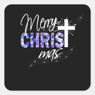 Christliches Weihnachtsgeschenk-frohe Weihnachten Quadratischer Aufkleber