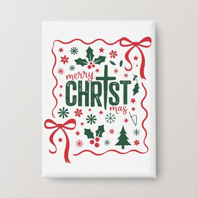 Christliches Weihnachtskreuz Zeichen Jesus Christu Button (Vorderseite)