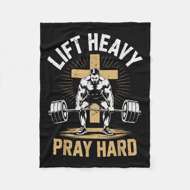 Christliches Workout für Männer Hebe Schwer Bitte  Fleecedecke (Vorderseite)
