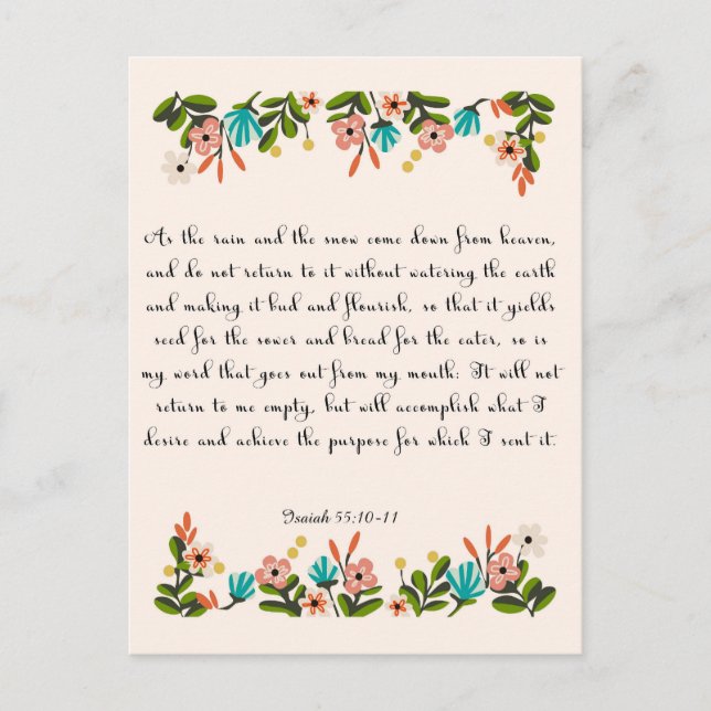 Christliches Zitat Art - Isaiah 55:10-11 Postkarte (Vorderseite)