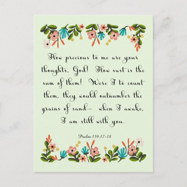 Christliches Zitat Art. - Psalm 139: 17-18 Postkarte (Vorderseite)