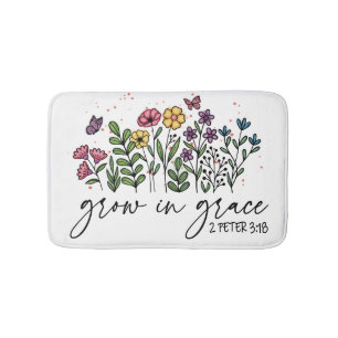 Christliches Zitat des botanischen Blumenanbaus Badematte