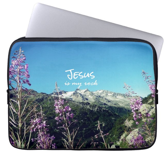 Christliches Zitat: Jesus ist mein Rock Laptopschutzhülle (Vorderseite)