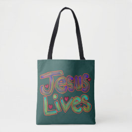 Christliches Zitat 'Jesus lebt' Grün  Tasche