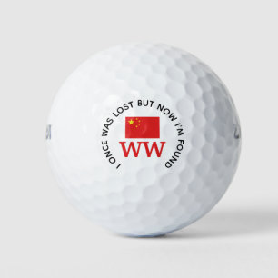 Christliches Zitat personalisiertes CHINA-FLAGGEN- Golfball